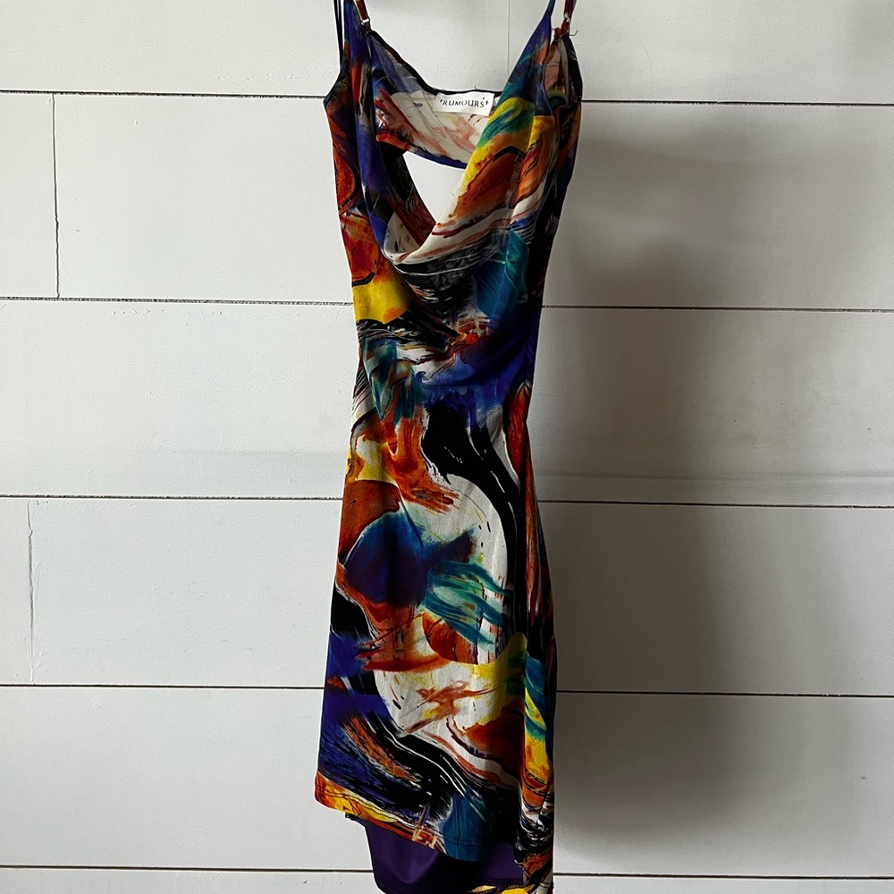 Blue Marble Print Dress